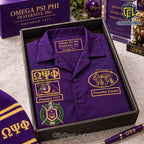 Omega Psi Phi Purple Button Down Hawaiian Shirt