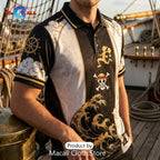 One Piece Luffy Nika Black Gold Polo Shirt