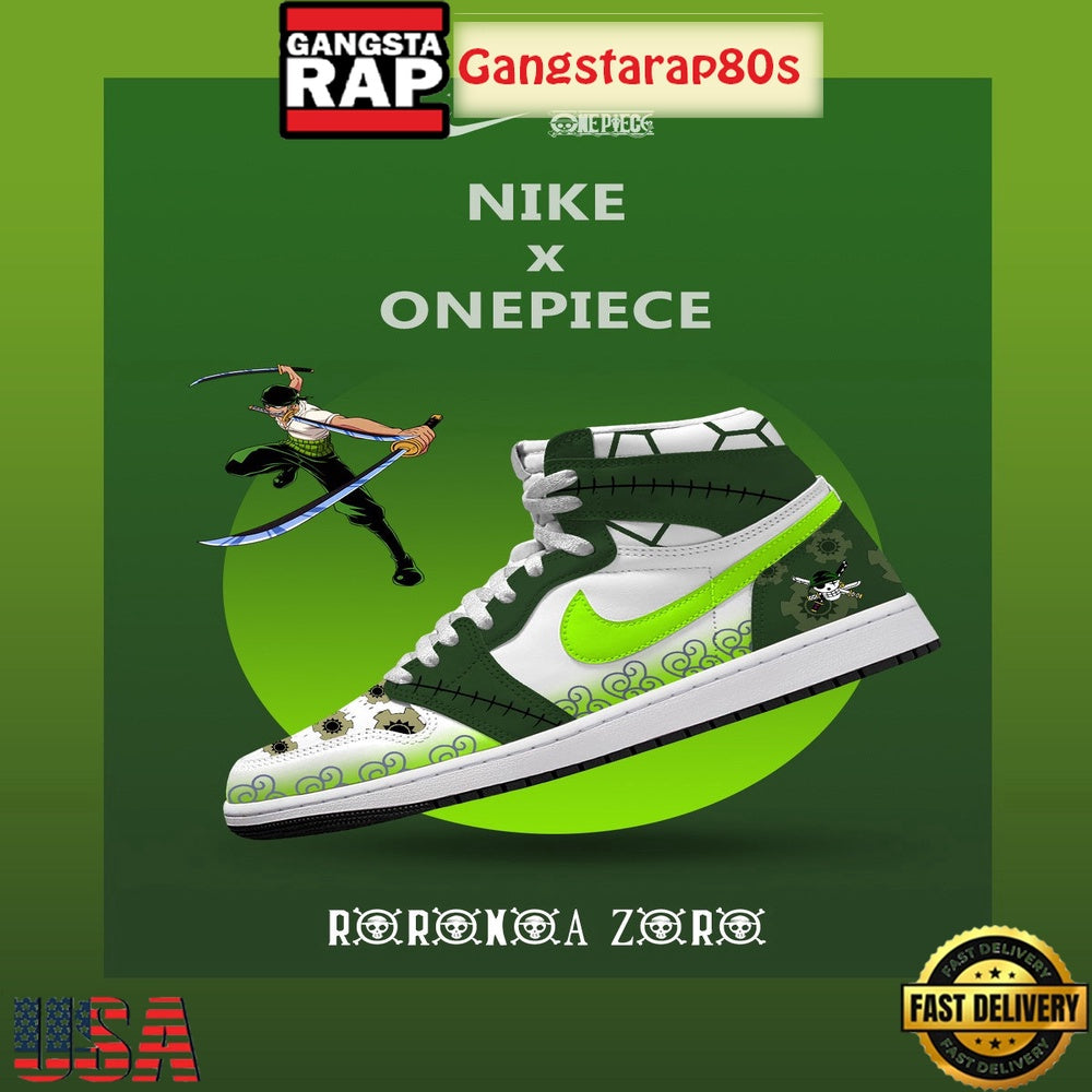 One Piece Roronoa Zoro V.3 Nike Air Jordan 1 High-Top Shoes