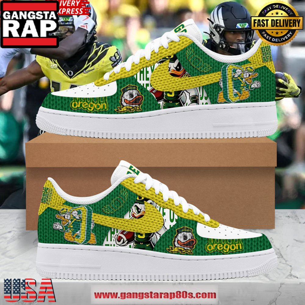 Oregon Ducks Around & Find Out Limited Edition Air Force 1 Running Sneakers