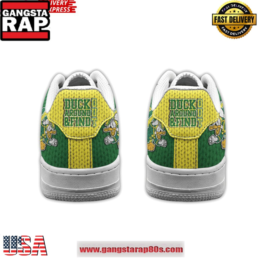 Oregon Ducks Around & Find Out Limited Edition Air Force 1 Running Sneakers