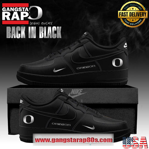 Oregon Ducks Back in Black Special Edition Air Force 1 Running Sneakers Shoes