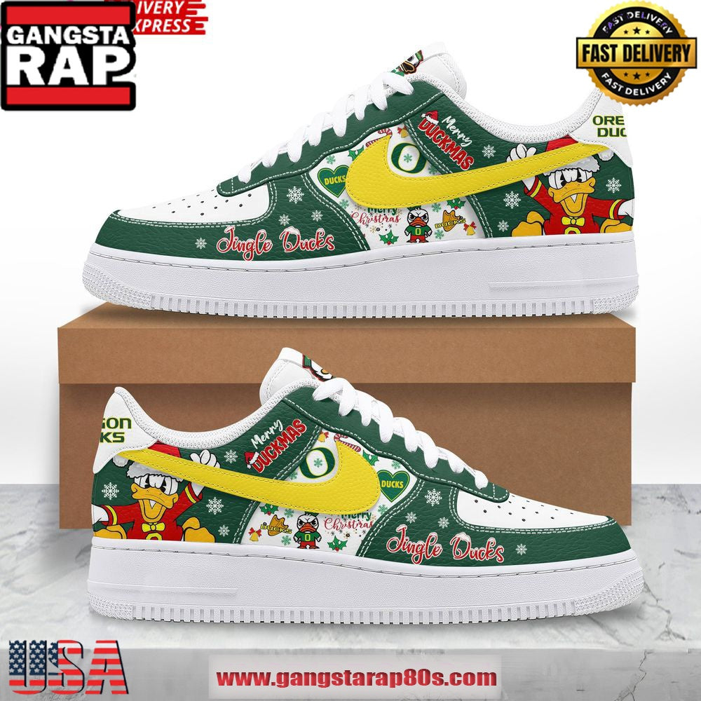 Oregon Ducks Christmas Jingle Ducks Special Air Force 1 Running Sneakers Shoes
