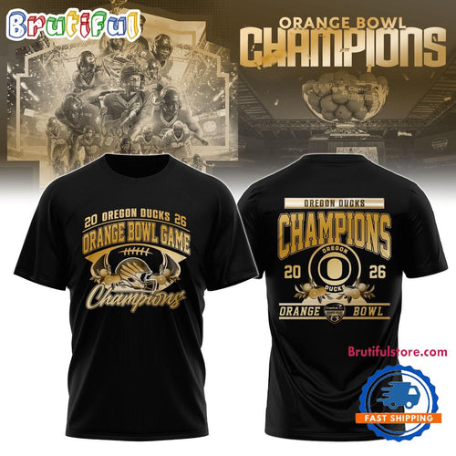 Oregon Ducks Football 2026 Orange Bowl Champions Limited Edition Black T Shirt