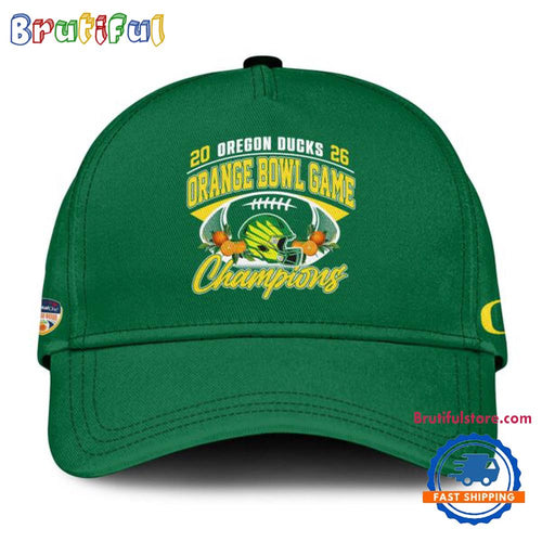 Oregon Ducks Football 2026 Orange Bowl Champions Limited Edition Green Cap