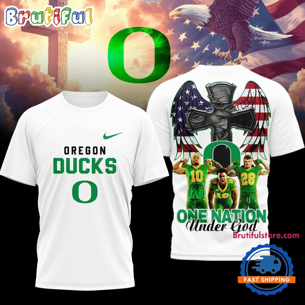 Oregon Ducks NCAA Graphic Player One Nation Under God 3D Shirt