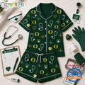 Oregon Ducks NCAA Heartbeats & Home Teams Short Sleeve Pajamas Set