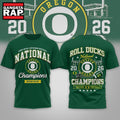 Oregon Ducks NCAA Road to Glory 2026 Football Champions 3D Shirt