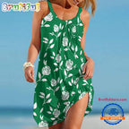 Oregon Ducks Rose Pattern Women’s Summer Beach Sling Dress