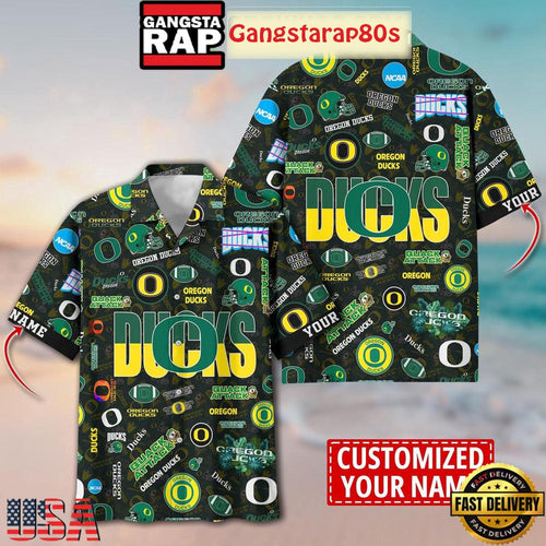 Oregon Ducks Solgan Quack Attack True Fan Spirit Custom Name Aloha Hawaiian Shirt