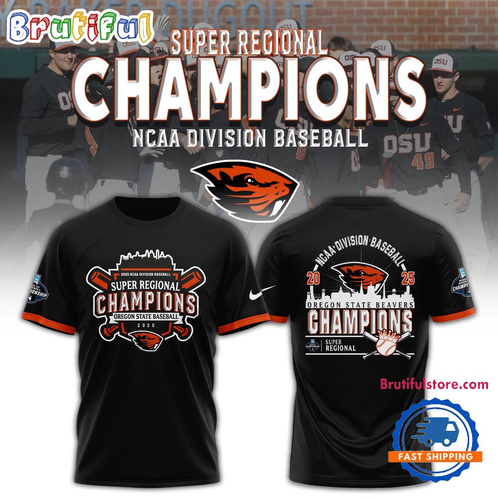 Oregon State Beavers 2025 NCAA Division Baseball Super Regionals Champions 3D Shirt