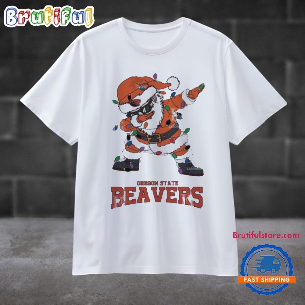 Oregon State Beavers Dabbing Santa Claus Ugly Christmas Light T Shirt