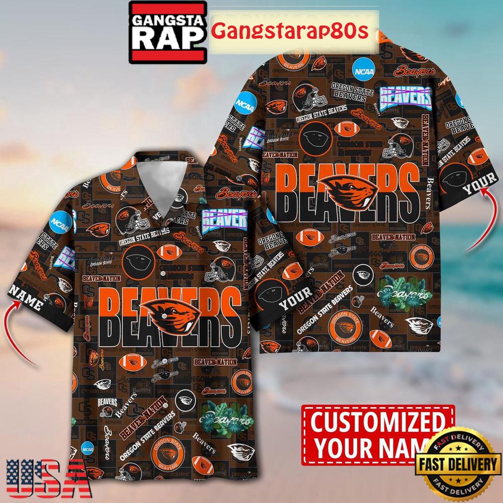 Oregon State Beavers Solgan Bearver Nation True Fan Spirit Custom Name Aloha Hawaiian Shirt