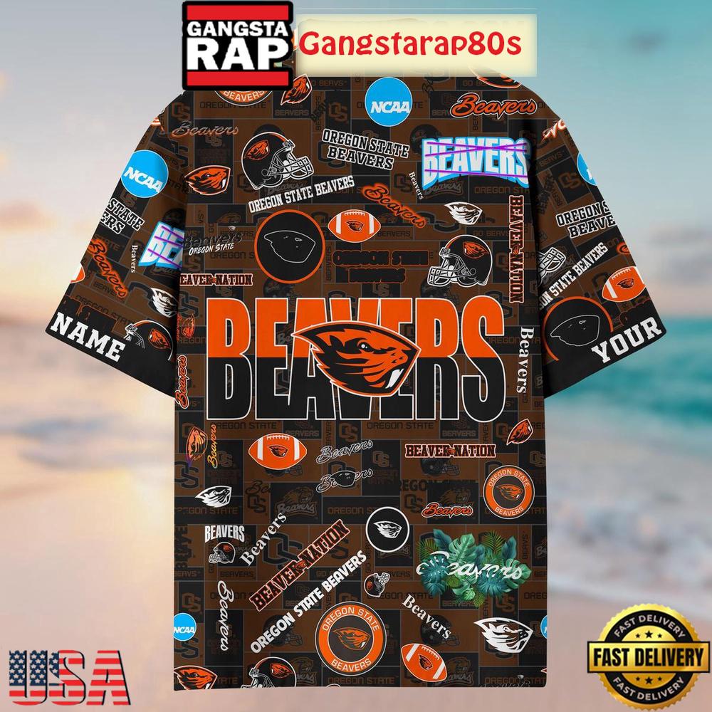 Oregon State Beavers Solgan Bearver Nation True Fan Spirit Custom Name Aloha Hawaiian Shirt