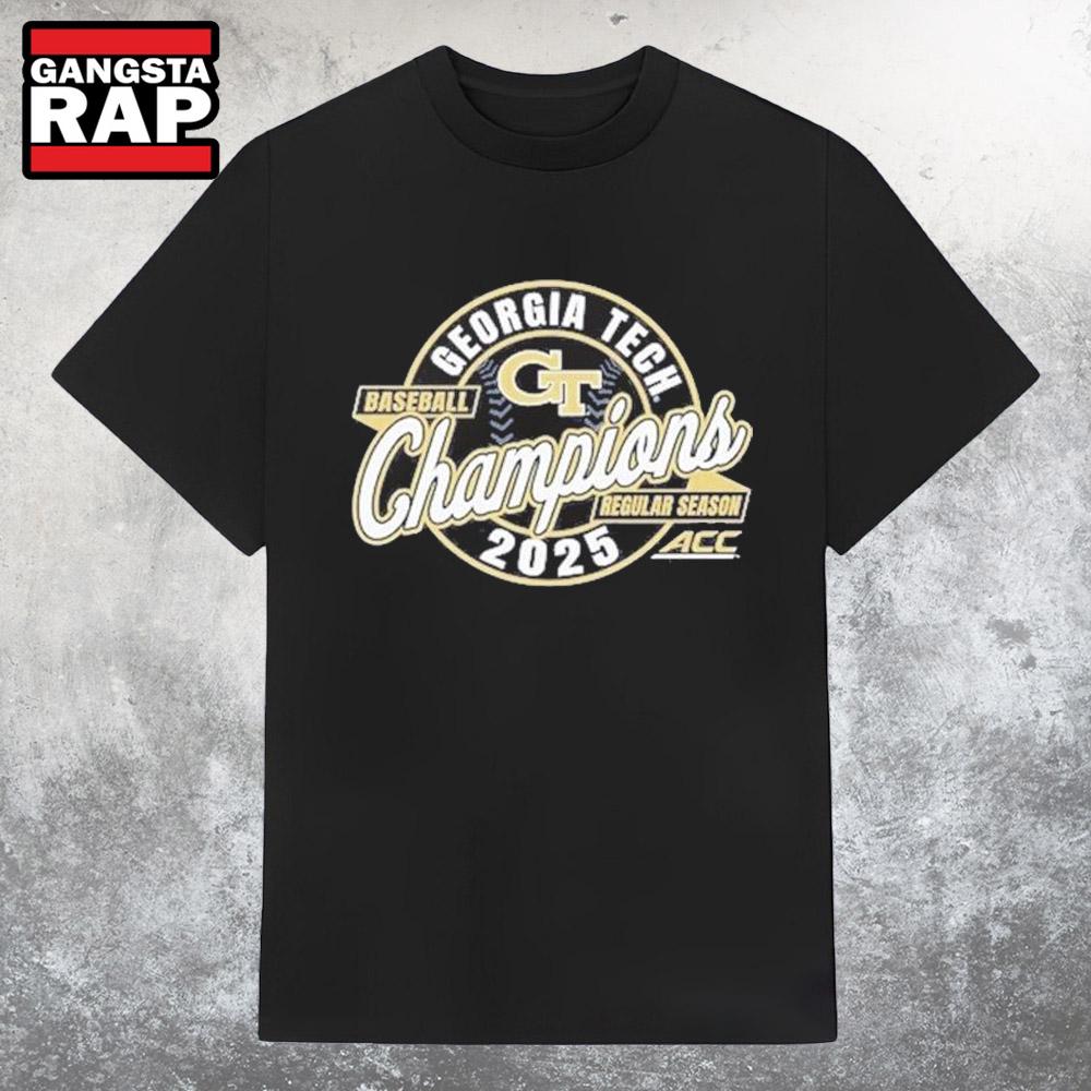 Original Georgia Tech Yellow Jackets 2025 ACC Baseball Regular Season Champions T Shirt