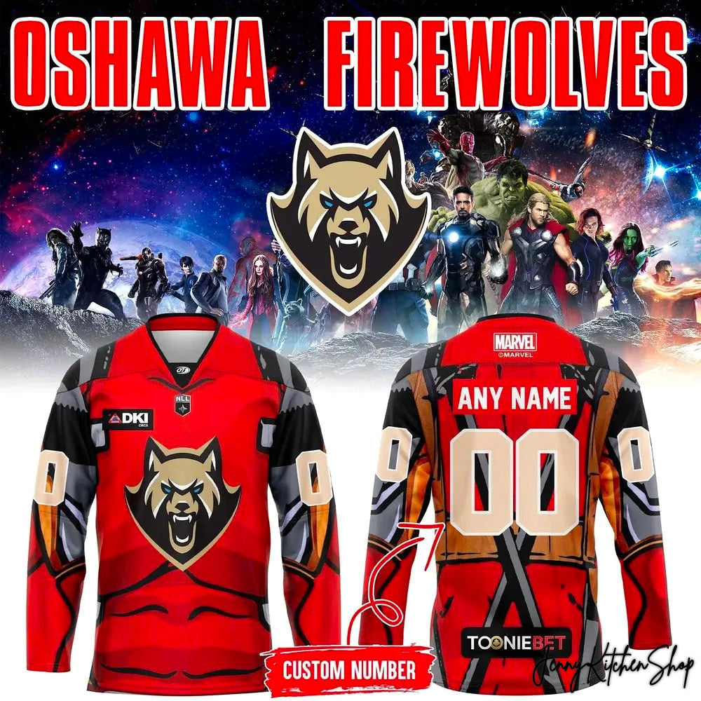 Oshawa FireWolves x Marvel Super Hero Night 2026 Hockey Jersey