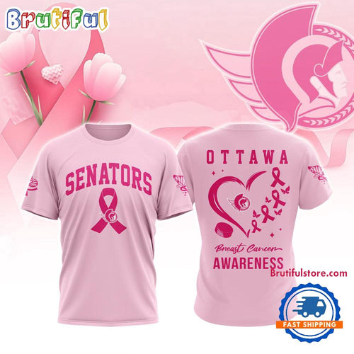 Ottawa Senators 2025 NHL Pink Breast Cancer Awareness All Over Print Shirt