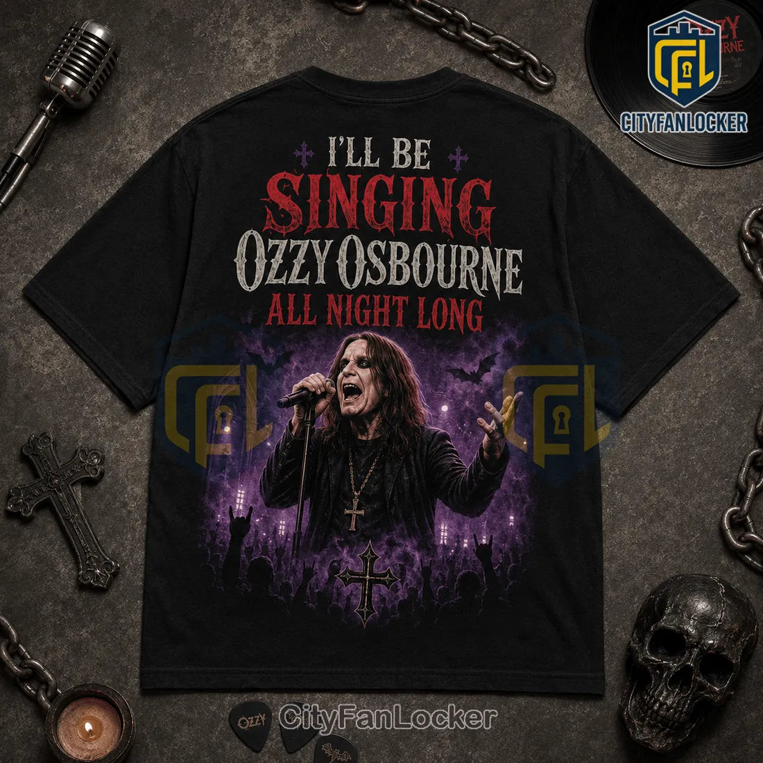 Ozzy Osbourne All Night Long Black T-Shirt 2026