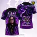 Ozzy Osbourne Tribute 1948-2025 Purple Flame Signature T-Shirt
