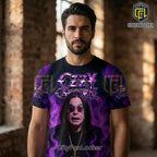 Ozzy Osbourne Tribute 1948-2025 Purple Flame Signature T-Shirt