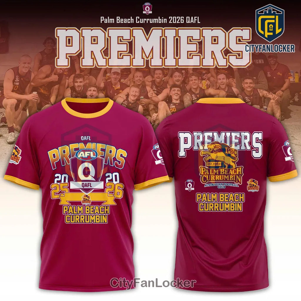 Palm Beach Currumbin 2025 2026 QAFL Premiers Burgundy Shirt