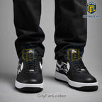 Panthers Nike Air Force 1 Custom Black White Fan Edition Sneakers