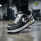 Panthers Nike Air Force 1 Custom Black White Fan Edition Sneakers