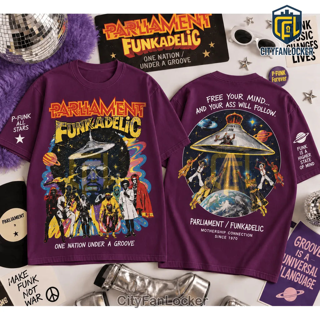 Parliament Funkadelic One Nation Under A Groove Blue Shirt