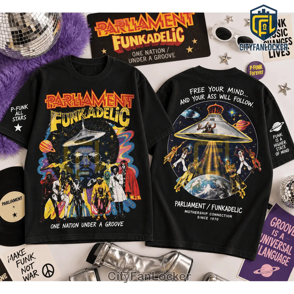 Parliament Funkadelic One Nation Under A Groove Blue Shirt