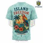Patriotic Island Freedom Coastal Sunset Parrot 1776 Tropical T-Shirt