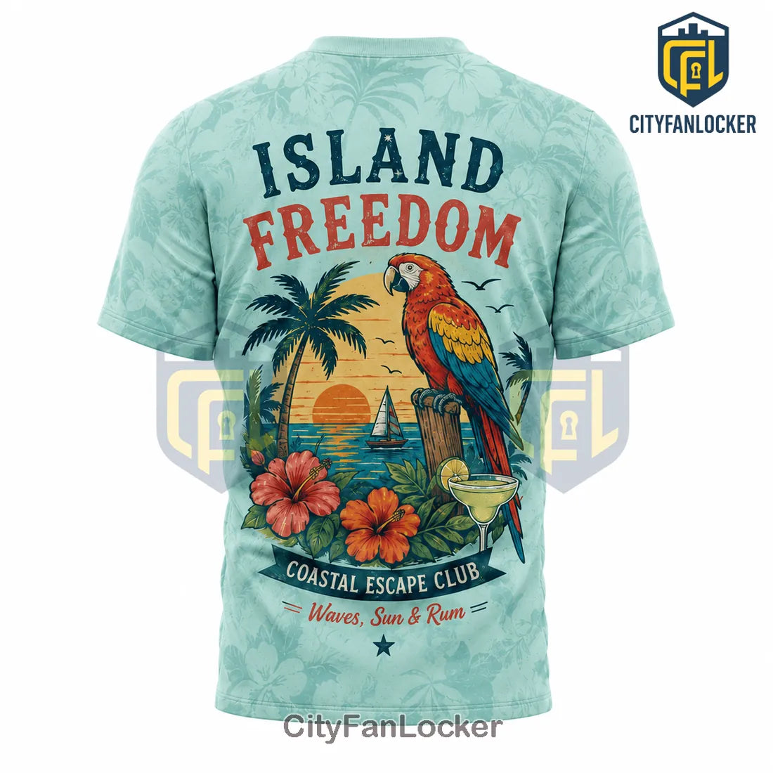 Patriotic Island Freedom Coastal Sunset Parrot 1776 Tropical T-Shirt