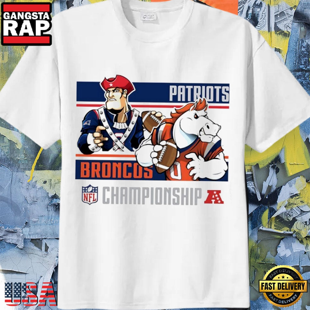 Patriots Broncos NFL Conference Championship 2026 Mascot T-Shirt