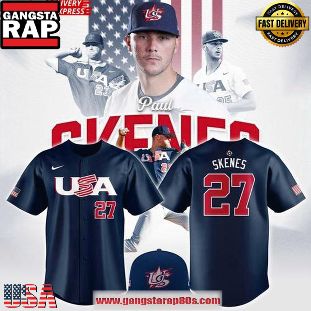 Paul Skenes USA Team World Baseball Classic 2025 Navy Baseball Jersey Shirt