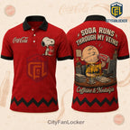 Peanuts x Coca-Cola Snoopy and Charlie Brown Red Polo Shirt