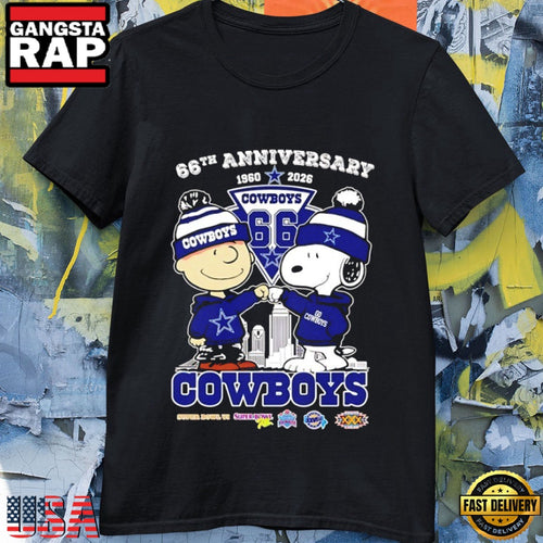 Peanuts x Dallas Cowboys 1960 2026 66th Anniversary 5x Super Bowl T Shirt