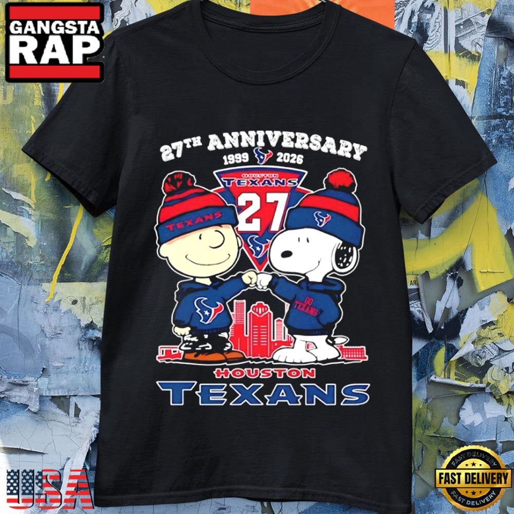 Peanuts x Houston Texans 1999 2026 27th Anniversary T Shirt