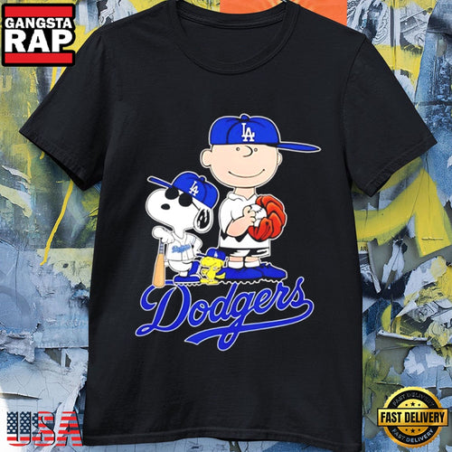 Peanuts x Los Angeles Dodgers MLB 2026 Cartoon Style Baseball Graphic T-Shirt