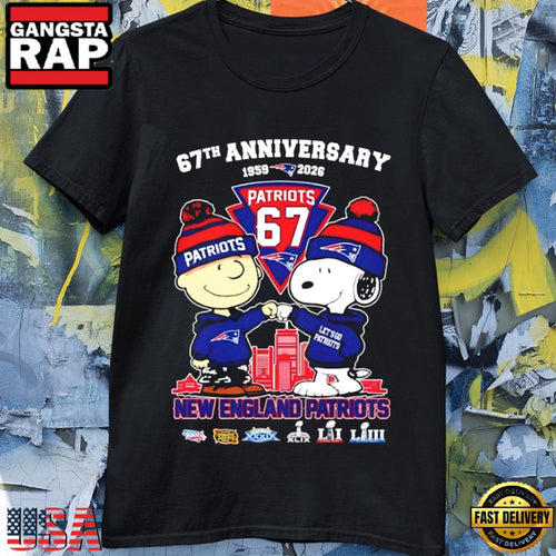 Peanuts x New England Patriots 1959 2026 67th Anniversary 6x Super Bowl T Shirt