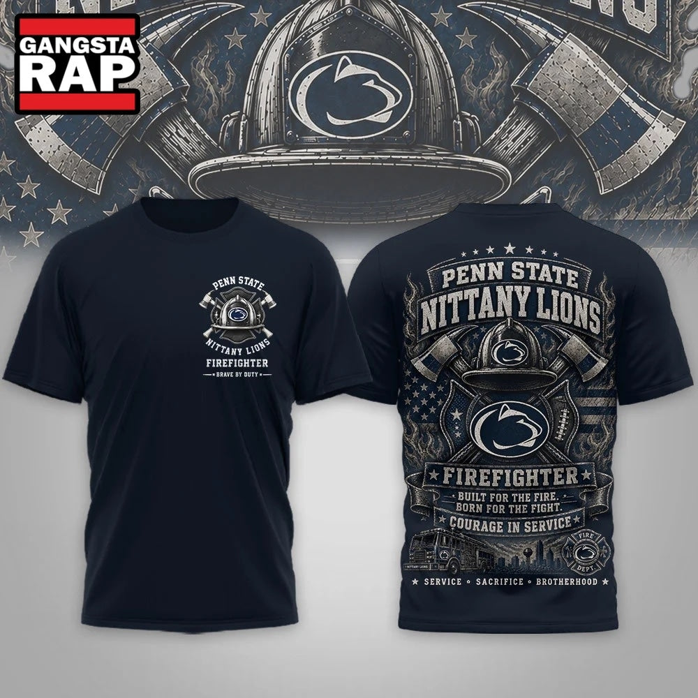 Penn State Nittany Lions 2026 NCAA Firefighter Built for the Fire 3D Shirt