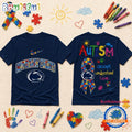 Penn State Nittany Lions NCAA Autism Awareness Puzzle Ribbon T Shirt