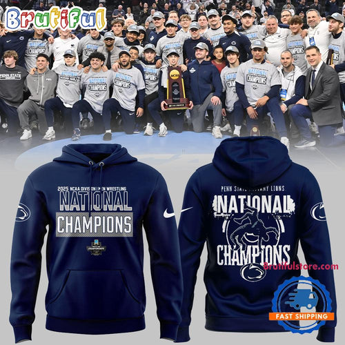 Penn State Nittany Lions NCAA Division Men’s Wrestling National Champions 3D Print Navy Hoodie T-Shirt