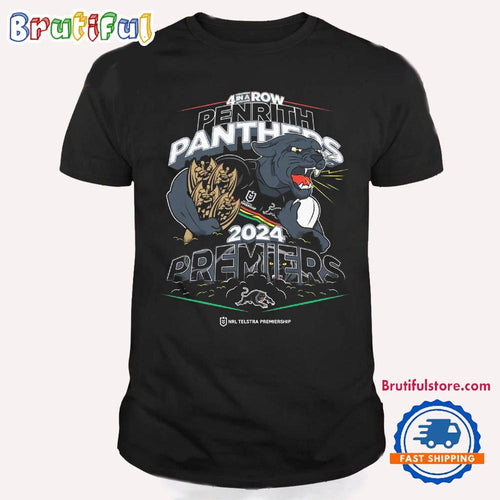 Penrith Panthers 4 In A Row NRL Champions 2024 Premiers Unisex T Shirt