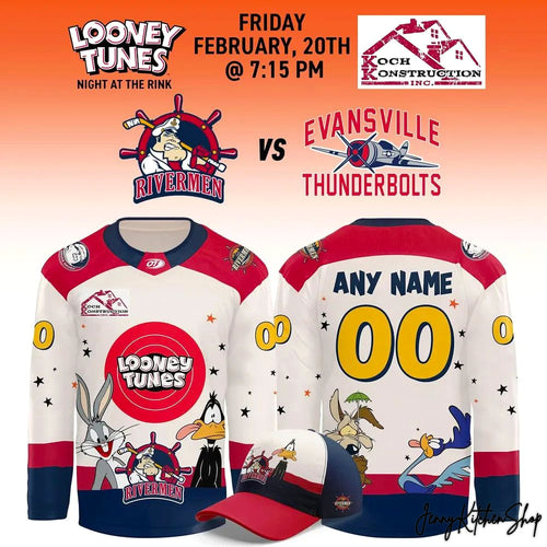Peoria Rivermen Looney Tunes 2026 Limited Hockey Jersey
