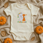 Personalized Baby Bodysuit First Halloween Gift for Grandkids - Embroidered Name with Cute Ghost One-Piece