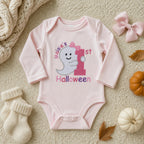 Personalized Baby Bodysuit First Halloween Gift for Grandkids - Embroidered Name with Cute Ghost One-Piece