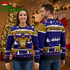Personalized Baltimore Ravens Football Player Custom Name And Number Ugly Christmas Sweater
