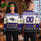 Personalized Baltimore Ravens Playing Field Custom Name And Number Ugly Christmas Sweater
