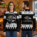 Personalized Baltimore Ravens Snowy Sleigh Logo Custom Name Ugly Christmas Sweater