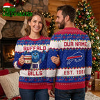 Personalized Buffalo Bills Mascot Custom Family Name Ugly Christmas Sweater