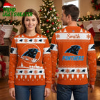 Personalized Carolina Panthers Logo Custom Name Ugly Christmas Sweater